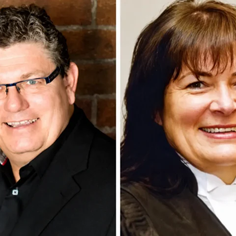 Portraits des juges Martin Gosselin et Joanne Cousineau.