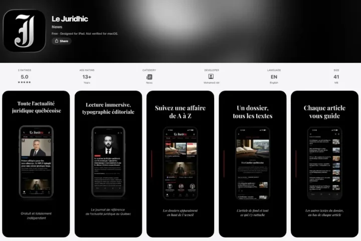 Capture de l'application Le Juridhic 2.0 sur l'App Store