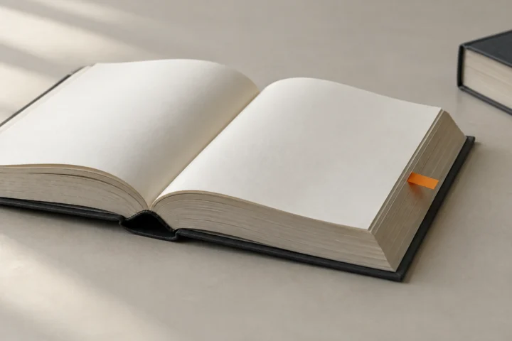 Recueil de lois ouvert avec un seul signet marquant une page, le reste du livre sans marque