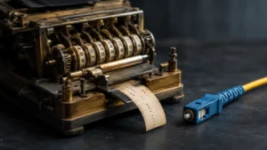 Mécanisme d'enregistrement téléphonique à ruban posé près d'un connecteur optique